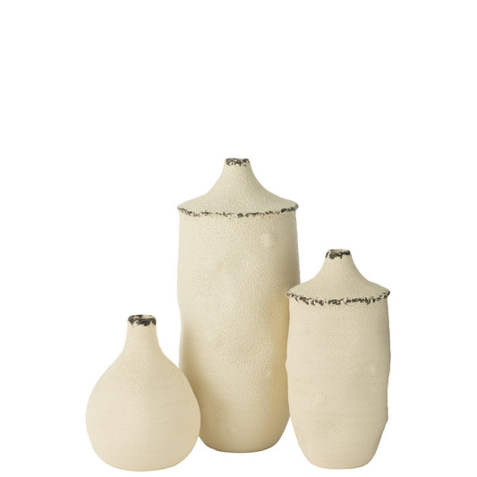 J-Line vaas Bay - keramiek - wit/zwart - large - 40.5 cm hoog