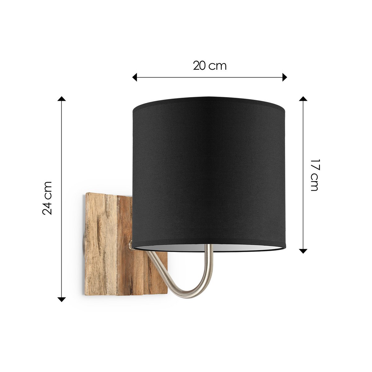 Wandlamp - Drift E27 Lampenkap zwart 20cm