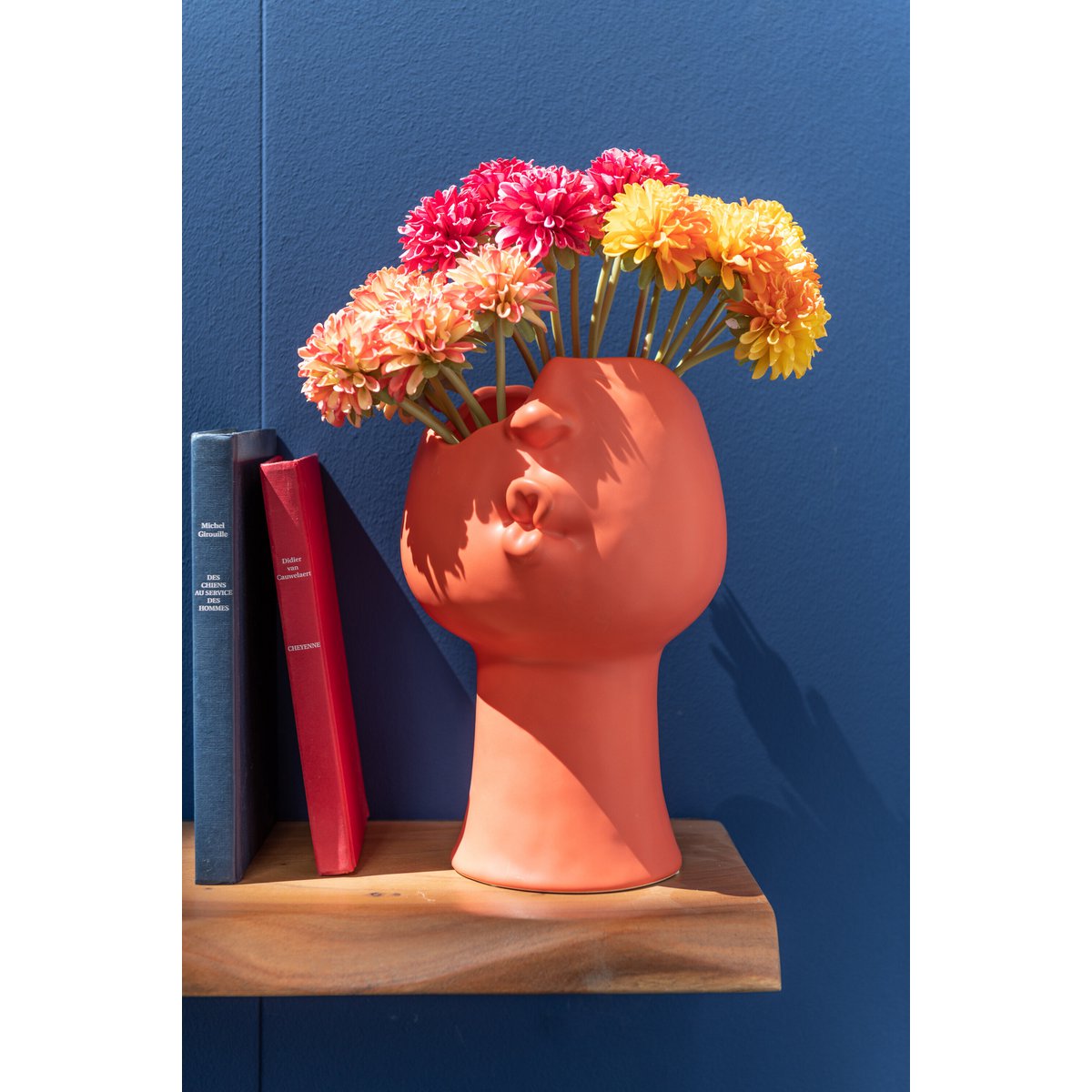 J-Line bloempot Enya - porselein - terracotta - Ø 17 cm