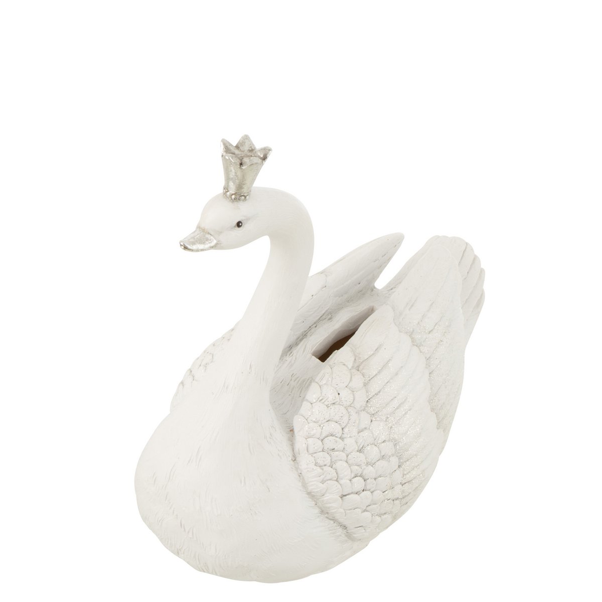 J-Line spaarpot Zwaan - polyresn - wit/zilver