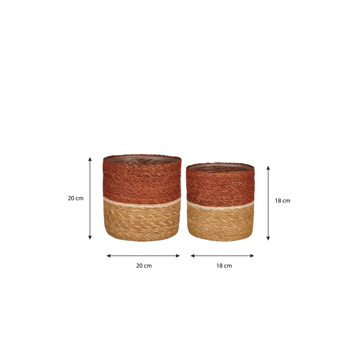 Damian Plantenmand - Set van 2 - H20 x Ø20 cm - Zeegras - Rood