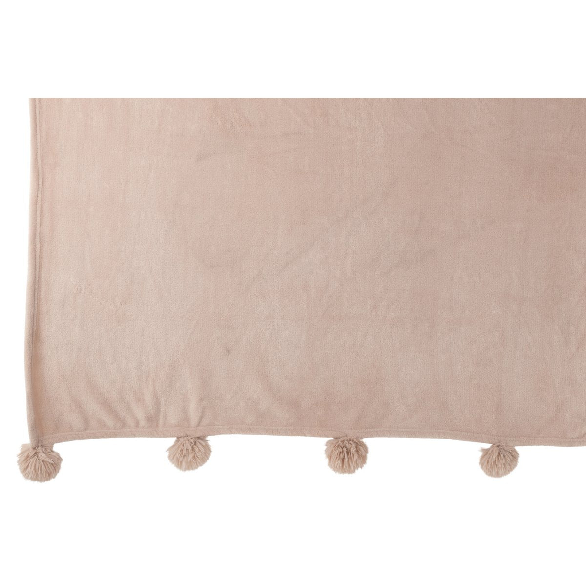 J-Line Plaid Pompon - polyester - donkerbeige - 170 x 130 cm