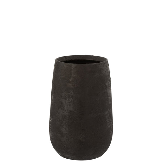 J-Line vaas Oneffen Ruw - keramiek - zwart - small - 31 cm hoog