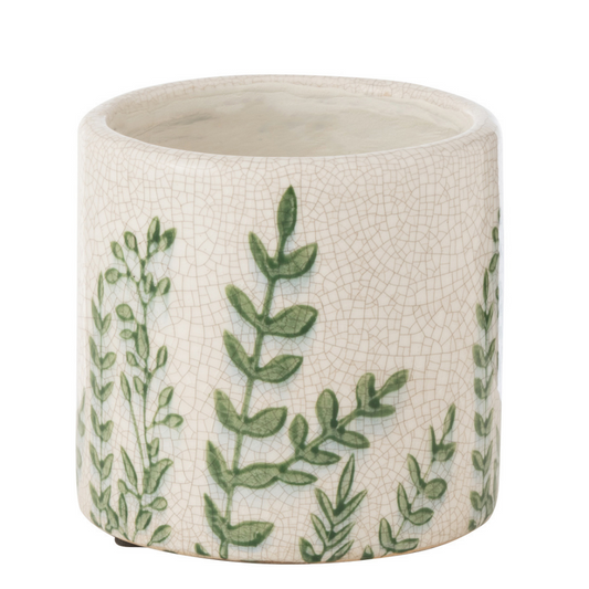 J-Line vaas Ferny - steen - groen/wit - small - Ø 12 cm