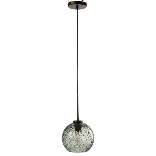 J-Line hanglamp Spikkel Bol - glas - grijs - small