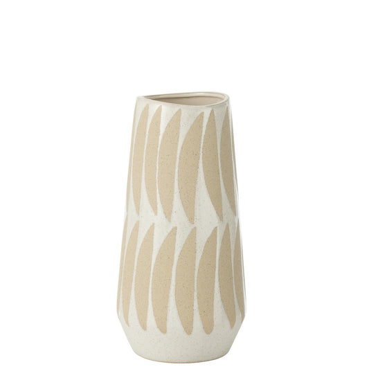 J-Line vaas Kai - keramiek - beige/wit - small - 32 cm hoog