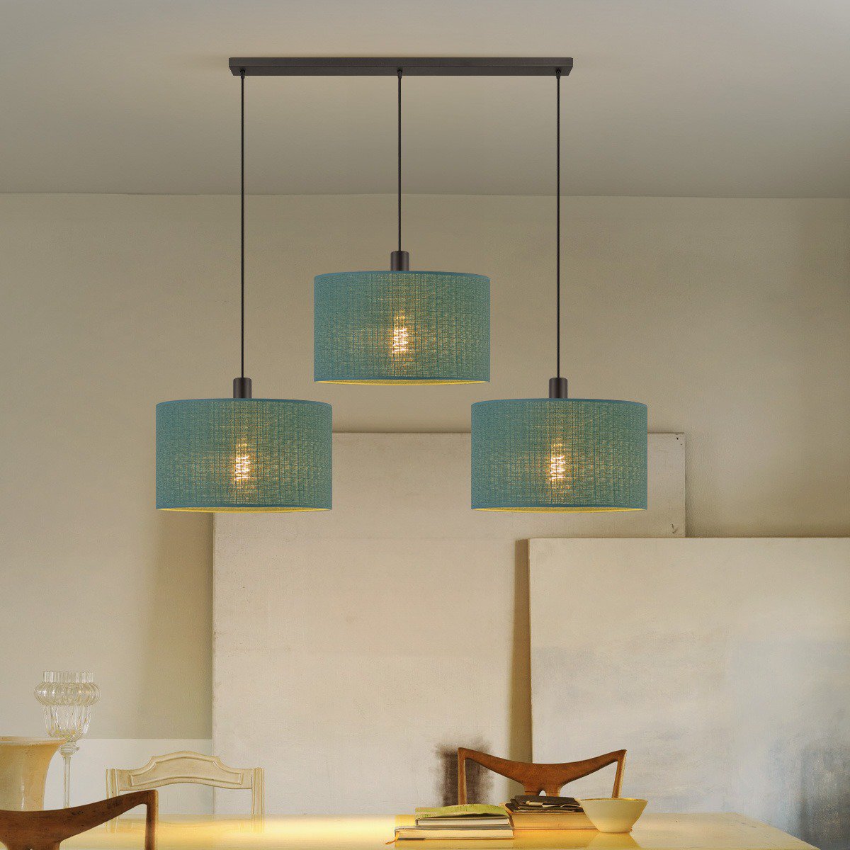 Hanglamp Canvas-Xxl Beam 3L - Turkoois - 50cm