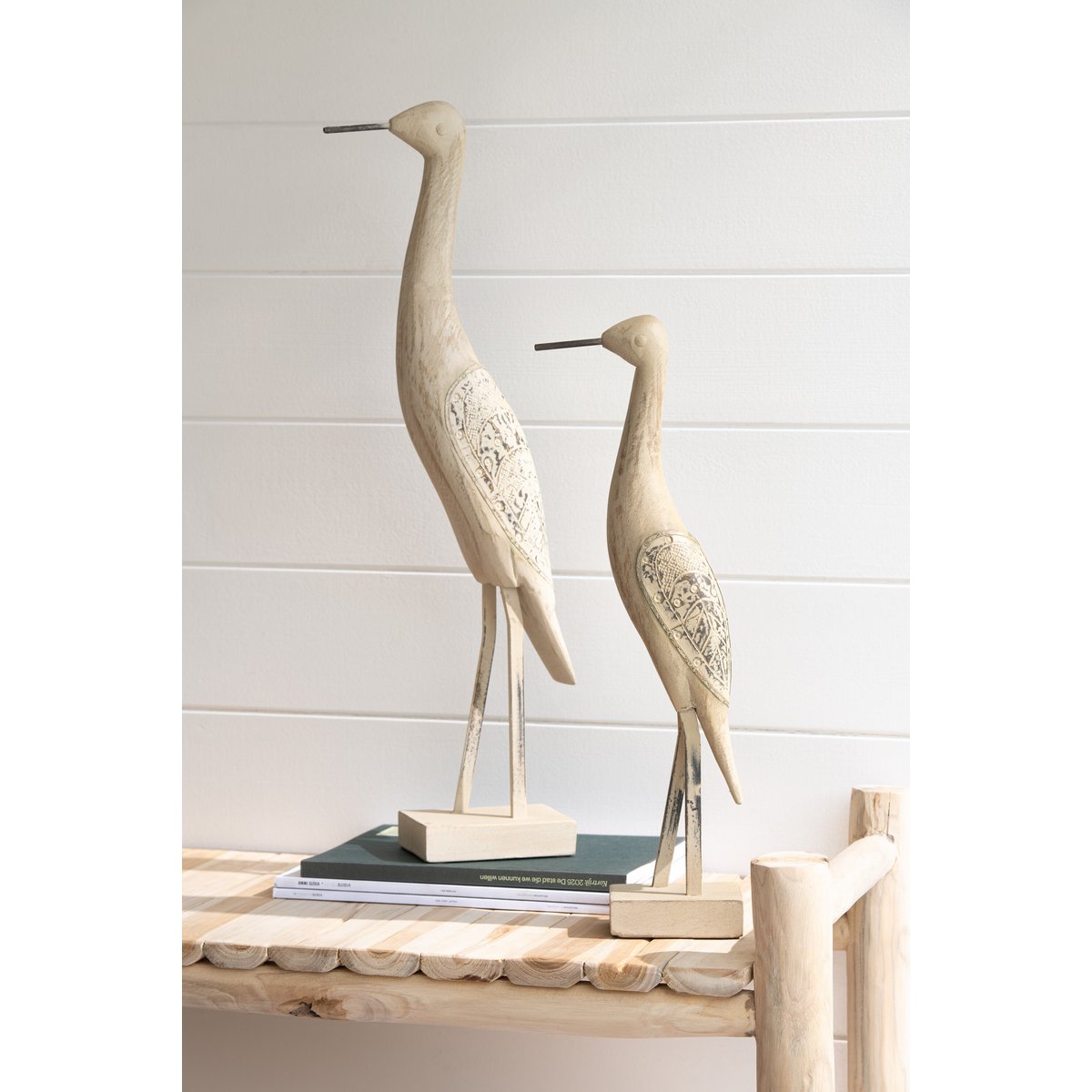 J-Line decoratie Vogel - hout/metaal - mix - medium