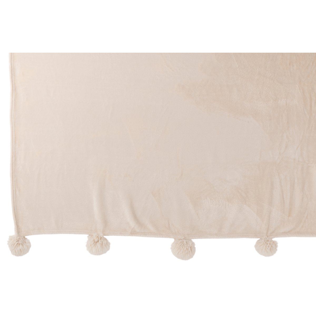 J-Line plaid Pompon - polyester - lichtbeige - 170 x 130 cm