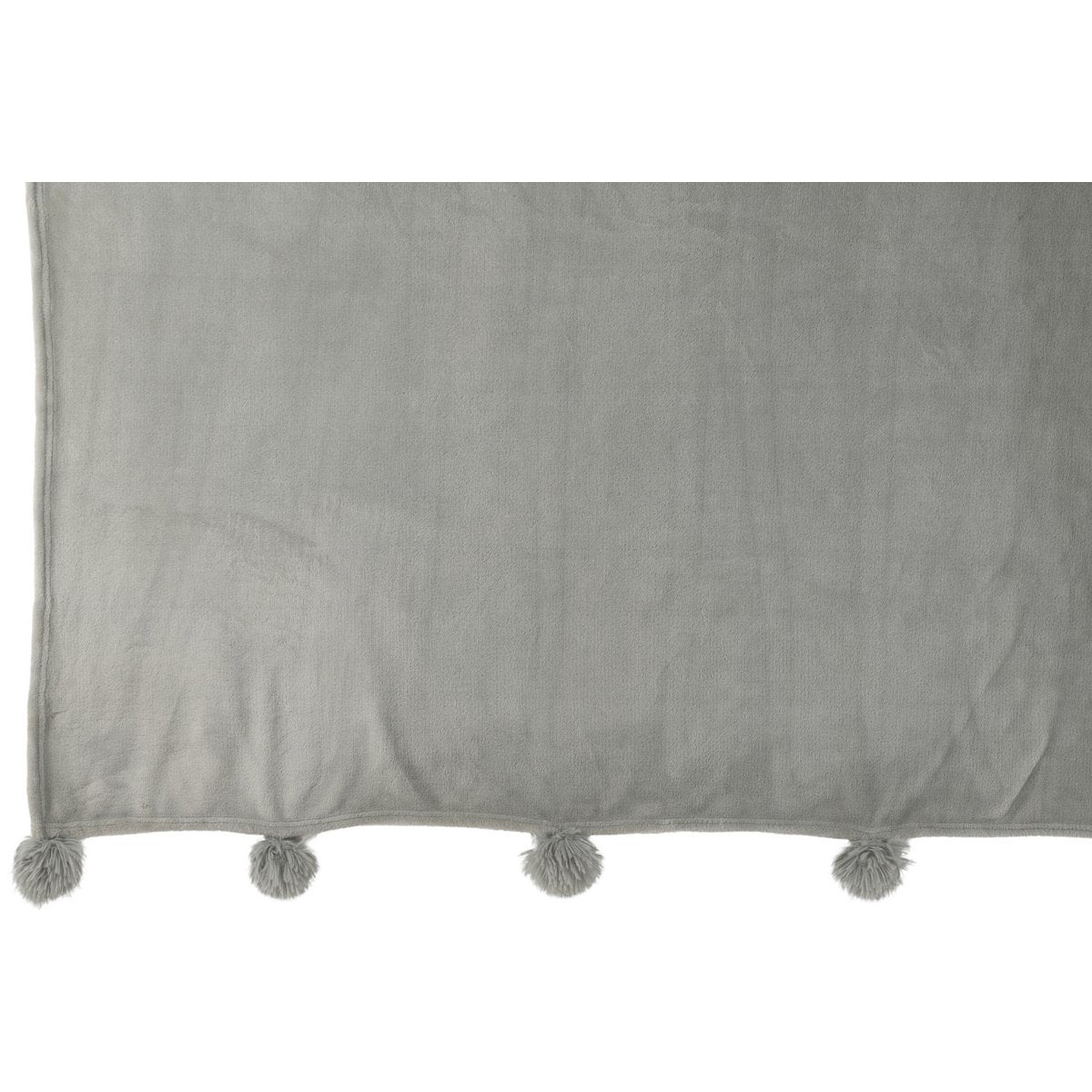 J-Line plaid Pompon - polyester - grijs - 170 x 130 cm
