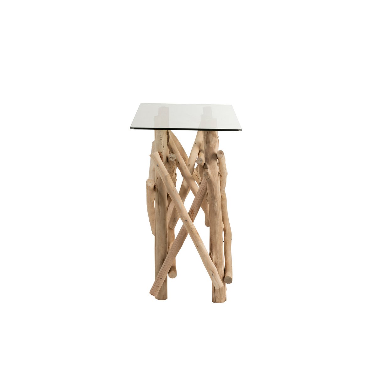 J-Line console Rechthoek Takken - hout/glas - naturel