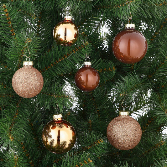 Kerstballen Set - 26 Stuks - Ø7 cm - Glas - Bruin