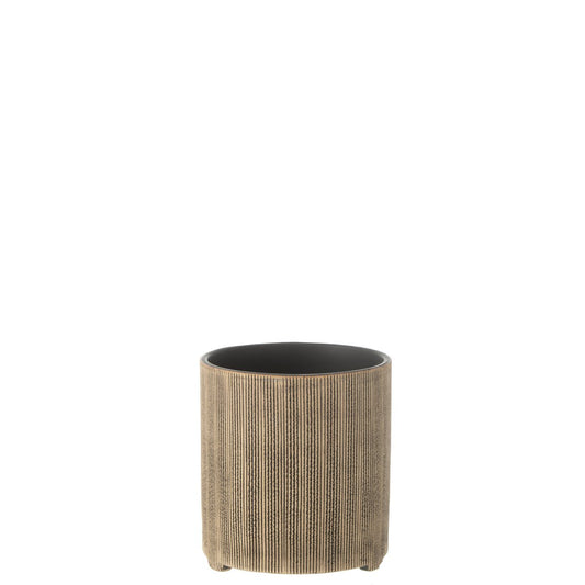 J-Line bloempot Maria Rond - keramiek - bruin - Ø 14.5 cm