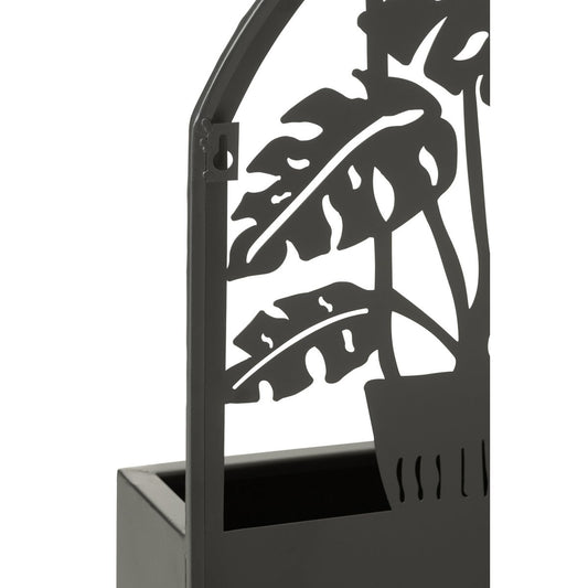 J-Line bloempot Kat - metaal - zwart - Ø 11.5 cm