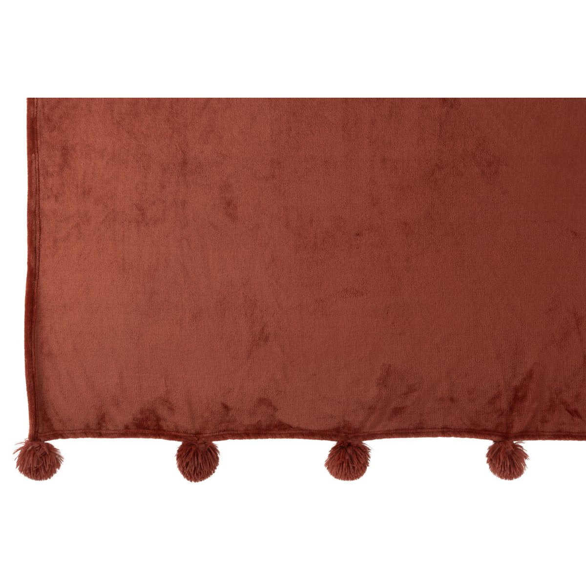 J-Line Plaid Pompon - polyester - marsala rood - 170 x 130 cm