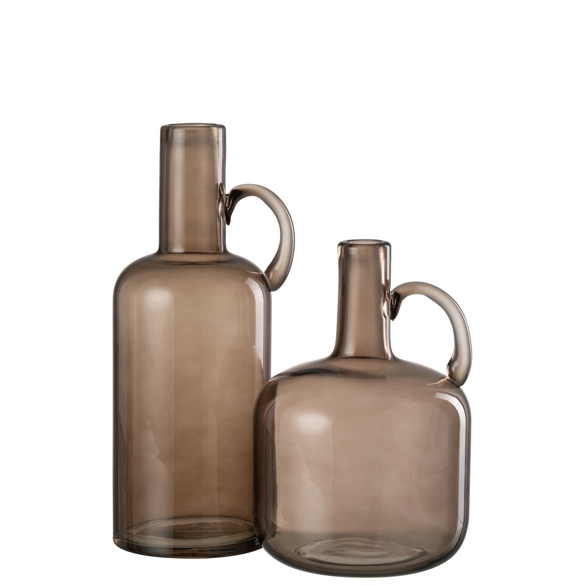 J-Line Vaas Cilinder 1 Handvat Glas Grijs