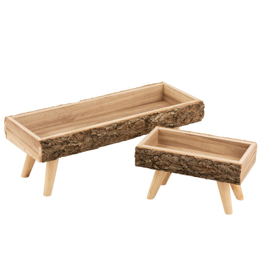 J-Line bloempot Op Voet Rechthoekig - hout - naturel - large