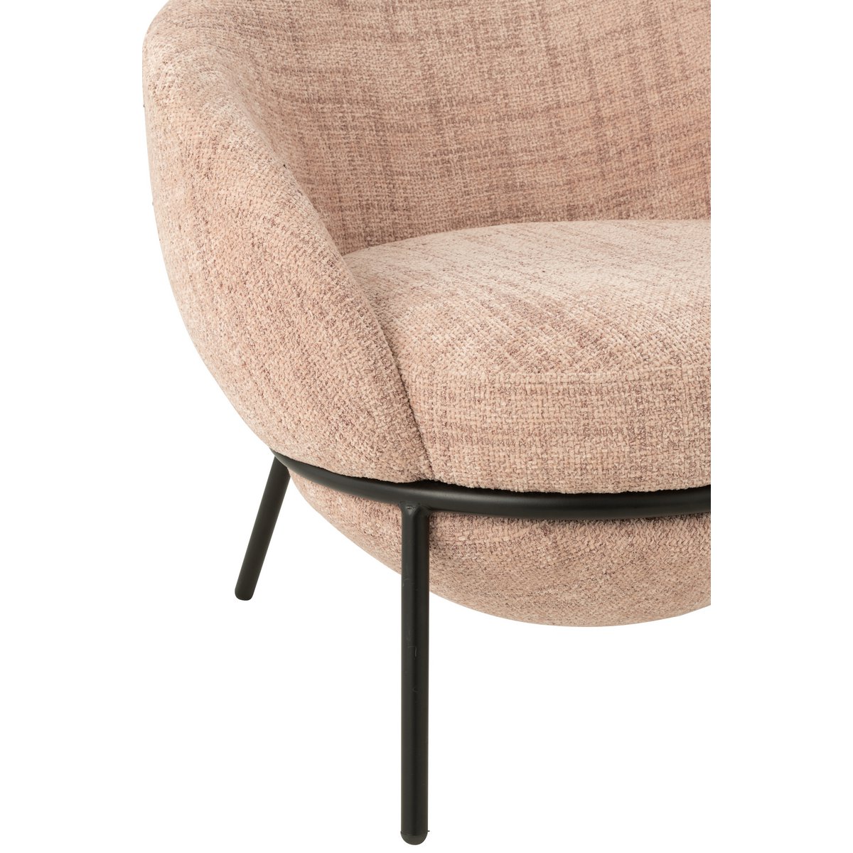 J-Line Loungestoel+Poef Ijzer Lichtroze/Zwart