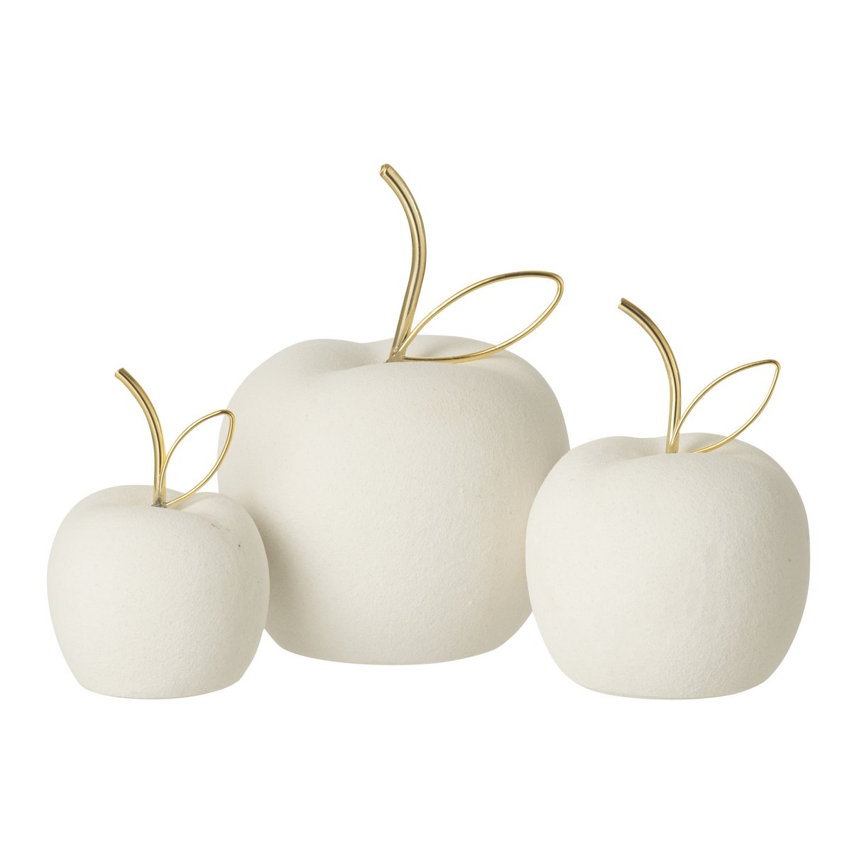 J-Line Set Van 3 Appel Zand Afwerking Porselein Wit/Goudkleurig