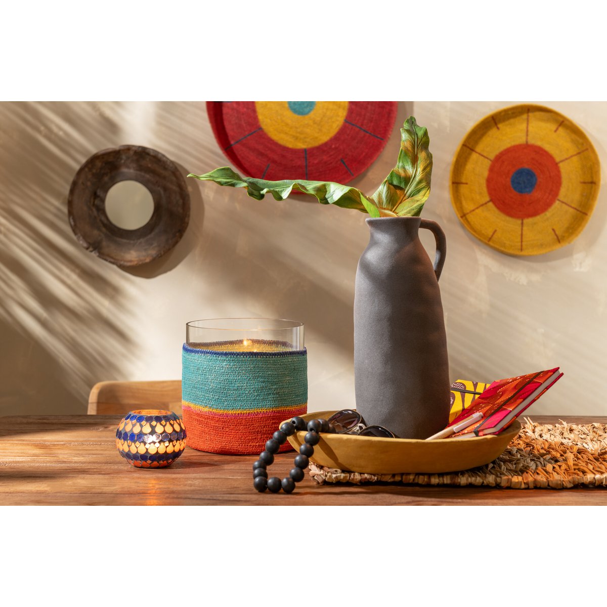 J-Line vaas Kruik - keramiek - zwart - large - 36 cm hoog