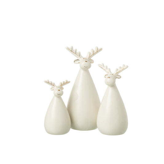 J-Line Set Van 3 Rendier Ovaal Lichaam Porselein Ecru