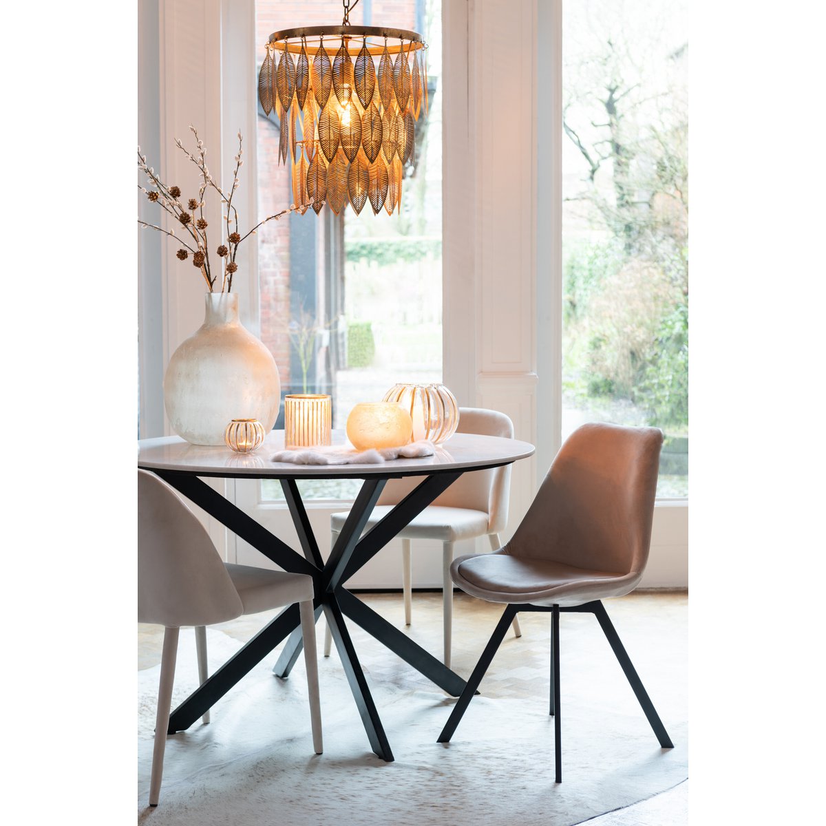 J-Line stoel Helene - metaal/textiel - beige