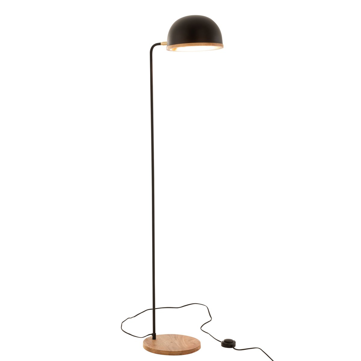 J-Line vloerlamp Evy - ijzer/hout - zwart/naturel