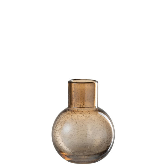 J-Line vaas Bol Met Hals - glas - amber - small - Ø 14.5 cm