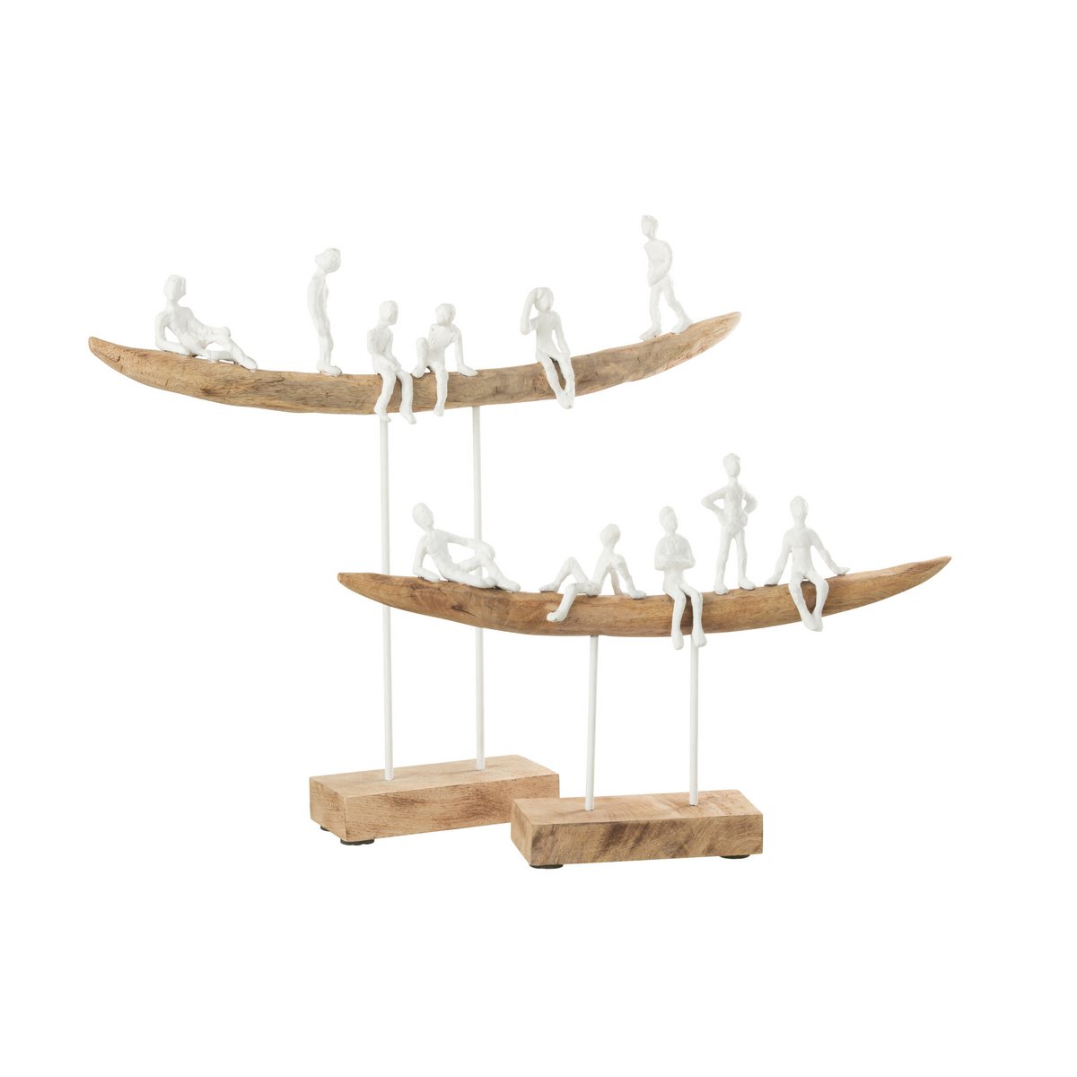 J-Line decoratie Mensen Op Bank - hout/metaal - wit/naturel - large