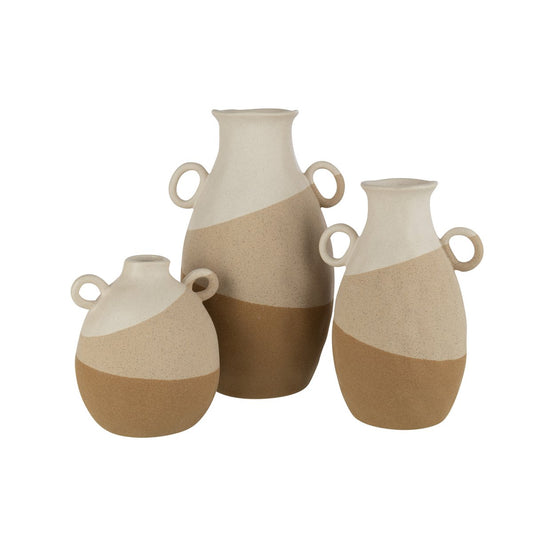J-Line vaas Oor - keramiek - beige/lichtbruin - large - 34.5 cm hoog