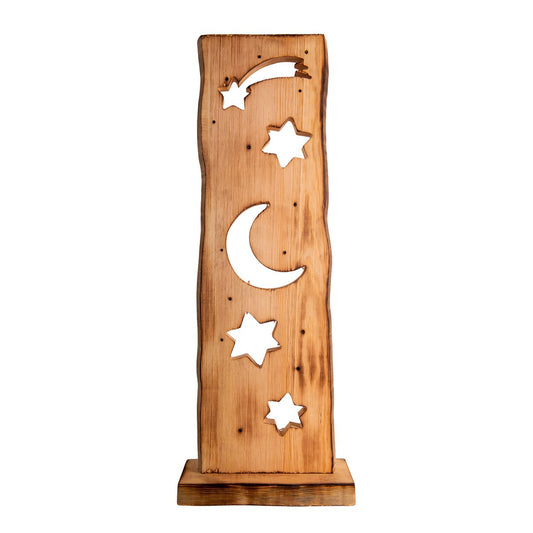 Houten Bord Maan en Sterren Hoogte 60cm met LED