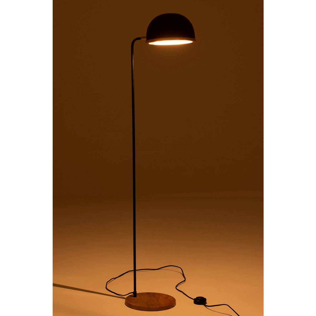 J-Line vloerlamp Evy - ijzer/hout - zwart/naturel