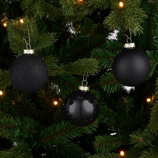 Kerstballen Set - 26 Stuks - Ø7 cm - Glas - Zwart
