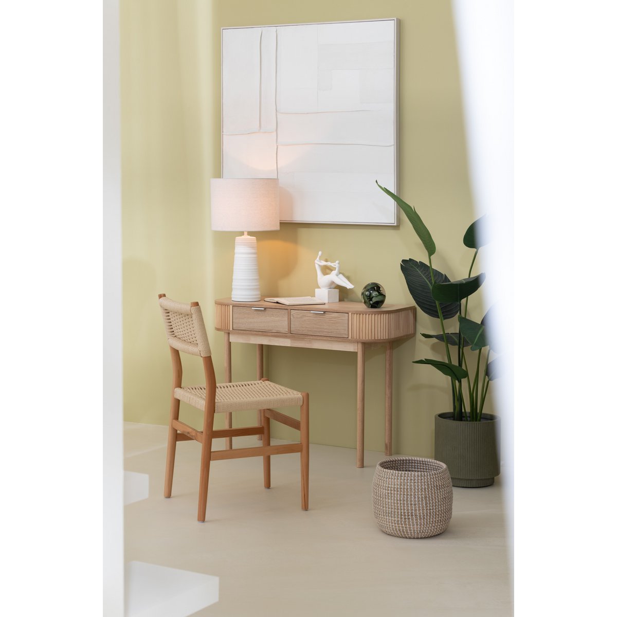 J-Line console Rond - dennenhout - naturel