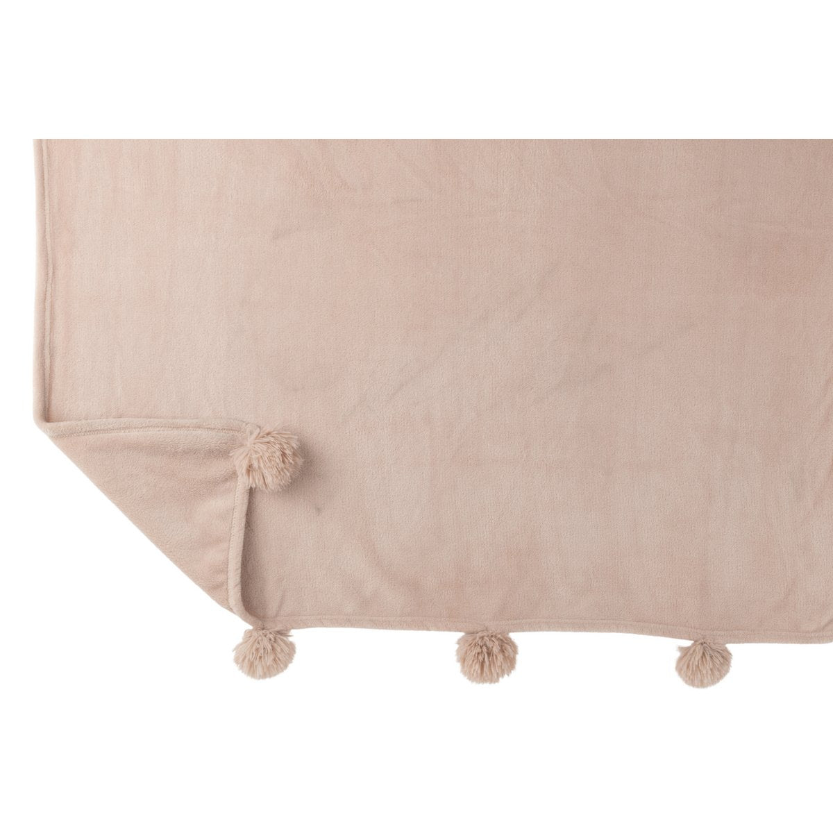 J-Line Plaid Pompon - polyester - donkerbeige - 170 x 130 cm