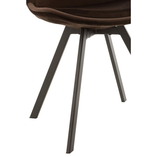 J-Line Stoel Helene Metaal/Textiel Donker Bruin