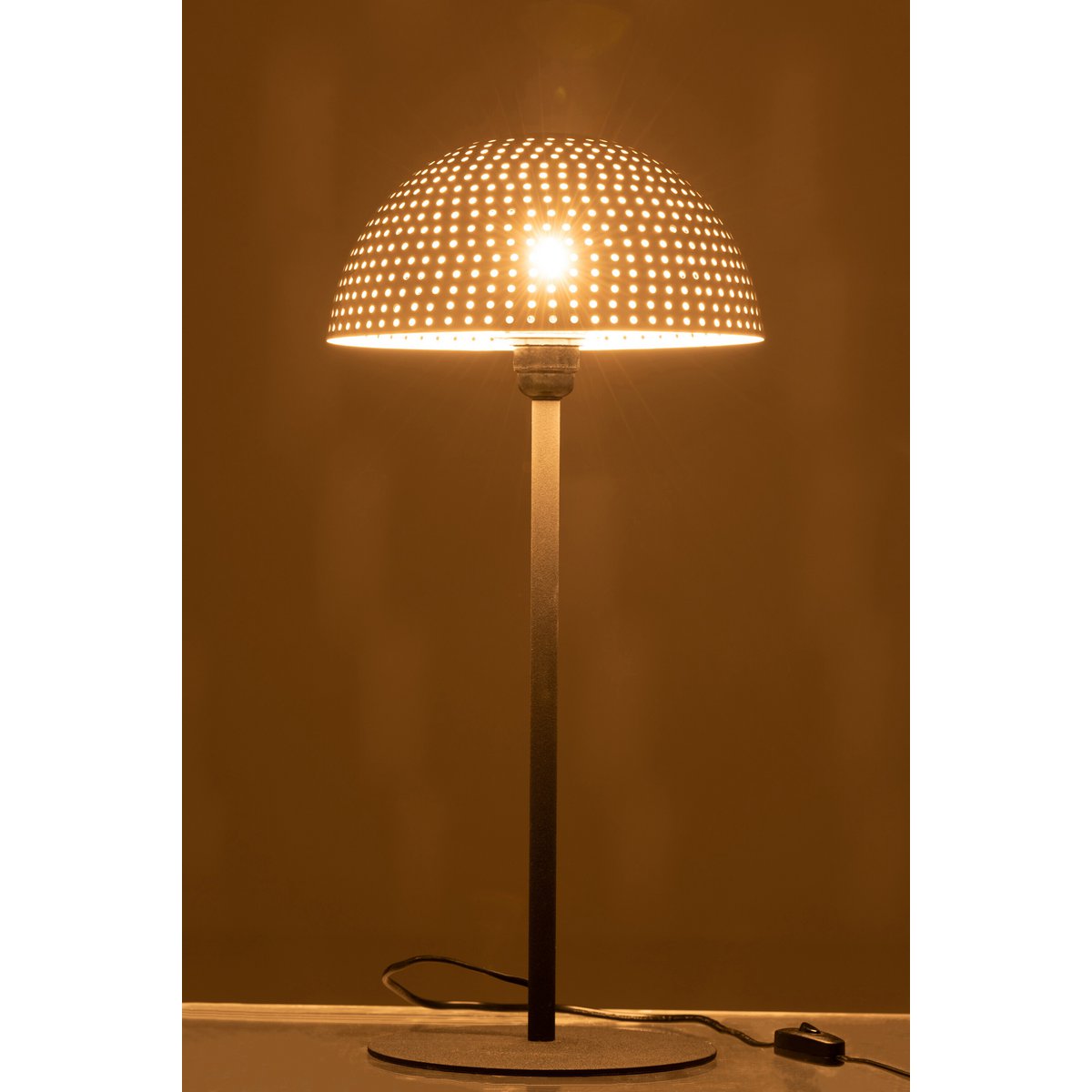 J-Line tafellamp Paddenstoel - metaal - wit/zwart - large