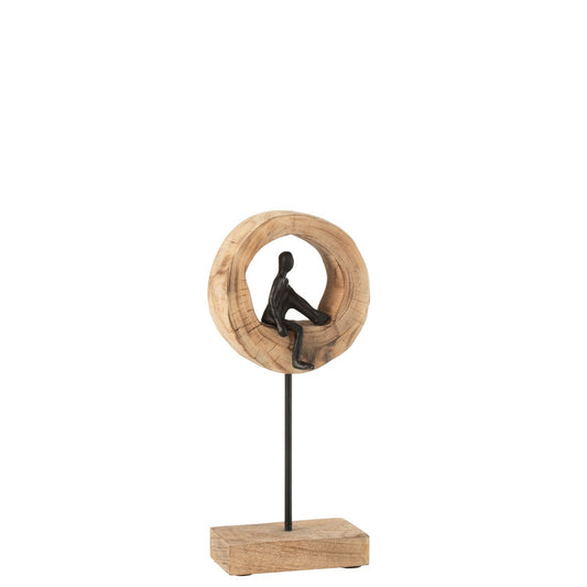 J-Line decoratie figuur Denk - hout/aluminium - zwart