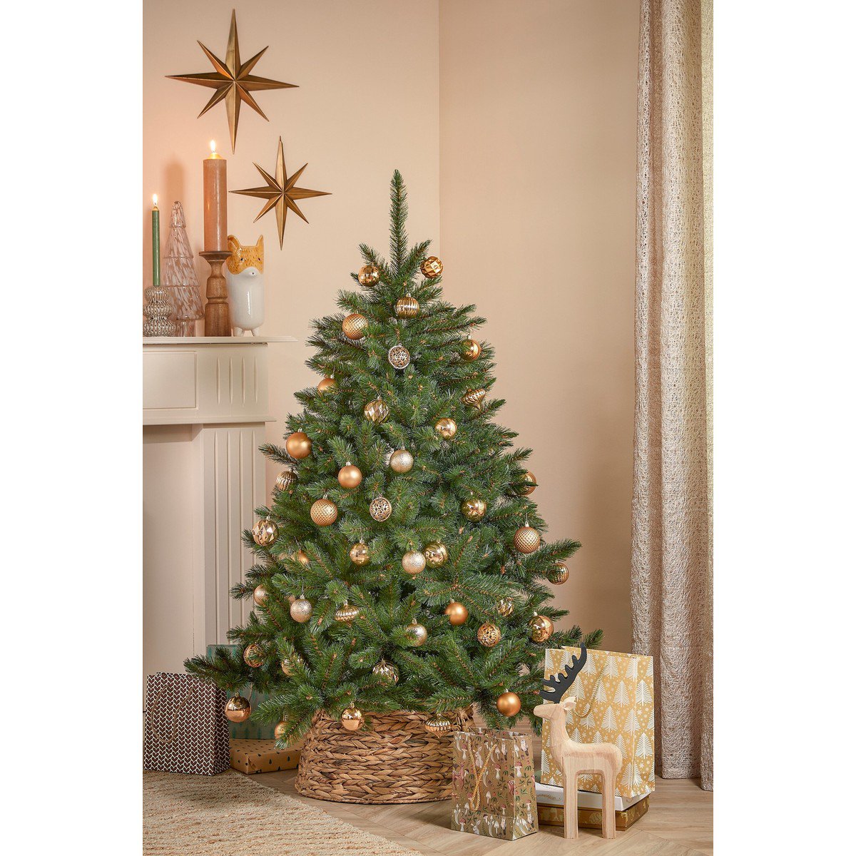 Kerstbal set 60 Unbreakable baubles Koper