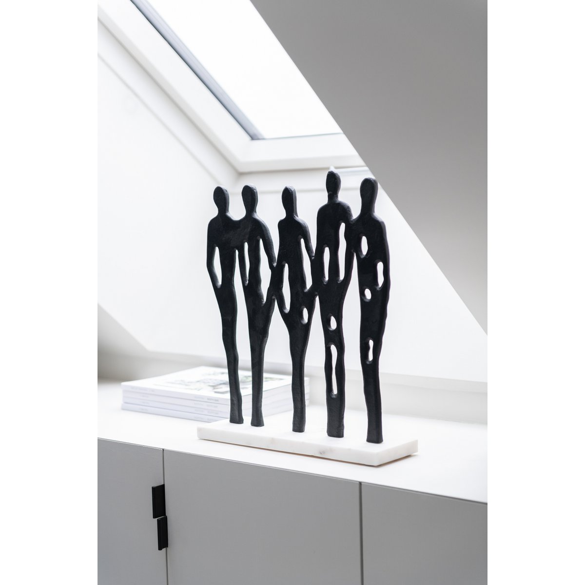 J-Line Figuur Op Rij Aluminium/Marmer Zwart/Wit
