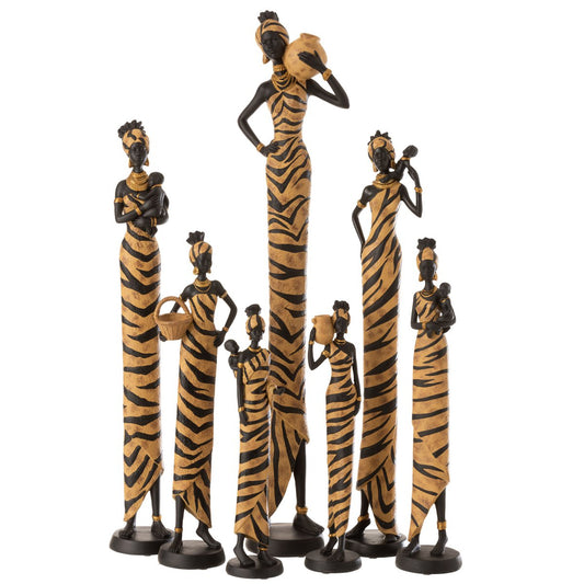 J-Line figuur Afrikaanse Vrouw Zebra - polyresin - zwart/bruin