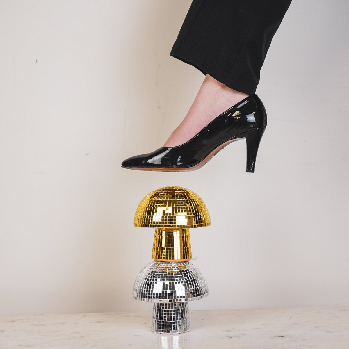 Ornament - Disco -Mushroom - Glass -Gold