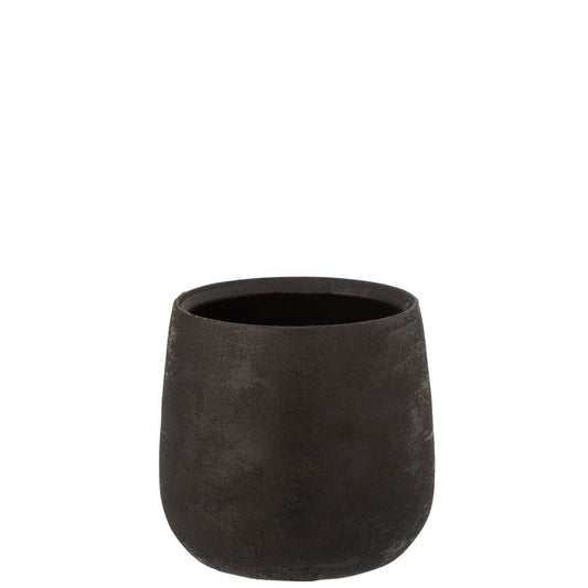 J-Line bloempot Oneffen - keramiek - zwart - large - Ø 23 cm