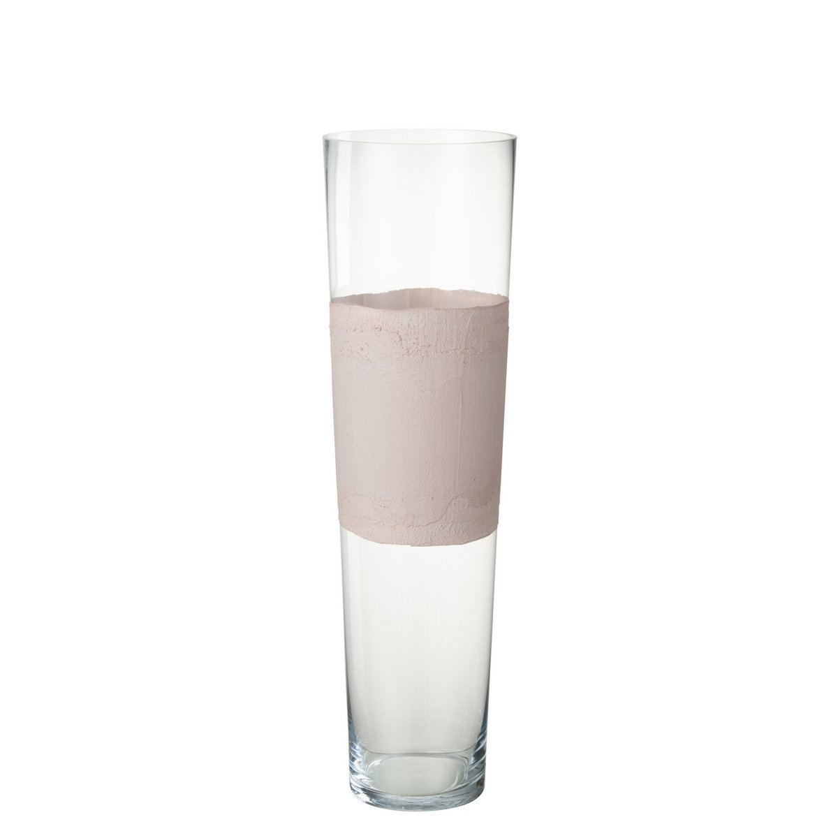 J-Line vaas Delph - glas - transparant/lichtroze - large - 60 cm hoog