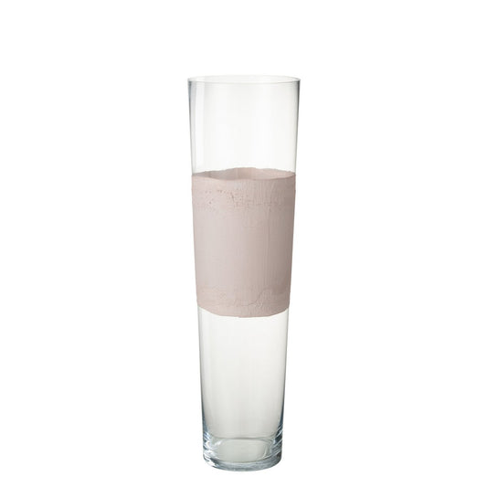 J-Line vaas Delph - glas - transparant/lichtroze - large - 60 cm hoog