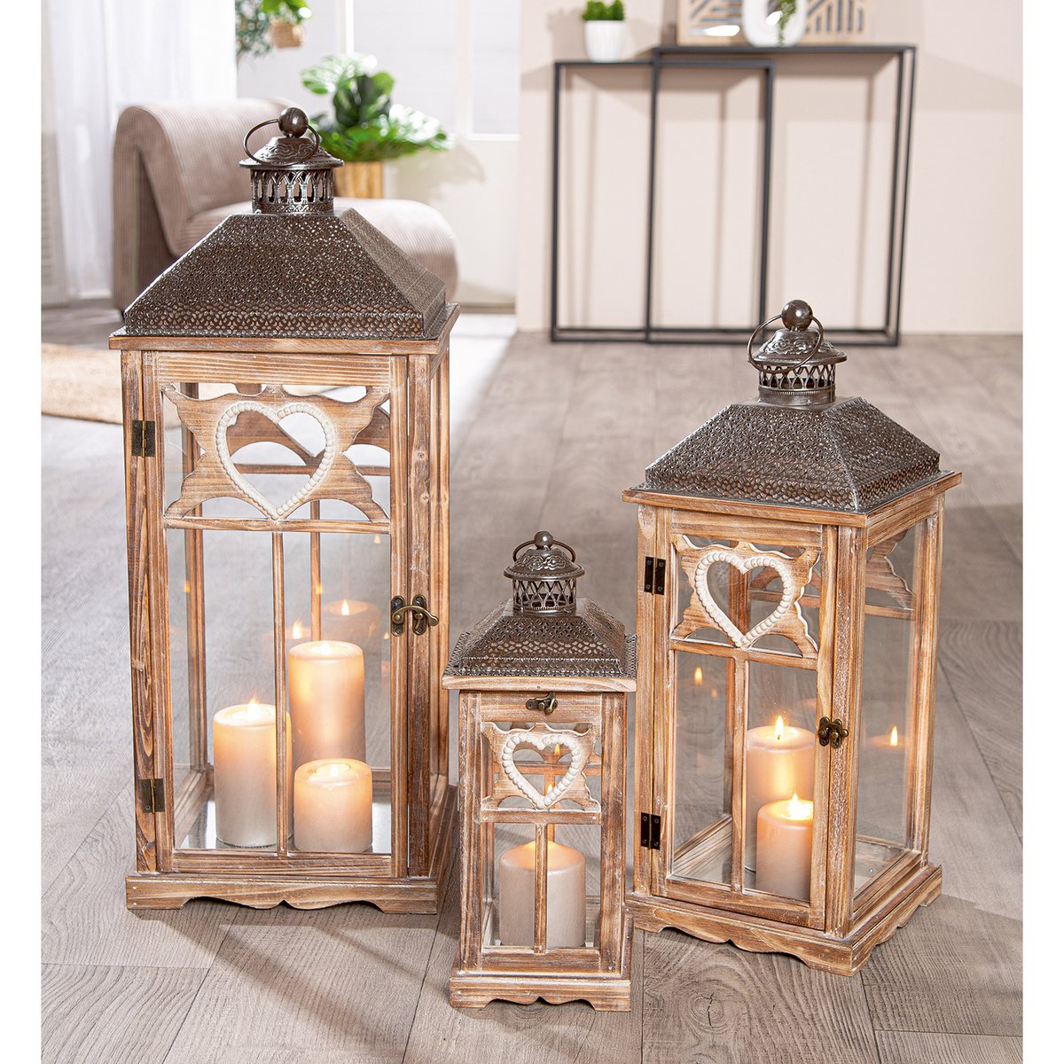Set van 3 lantaarn "Paris" H. 77,5 cm