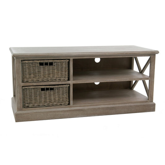 J-Line TV kast + 2 mand - hout - grijs/naturel