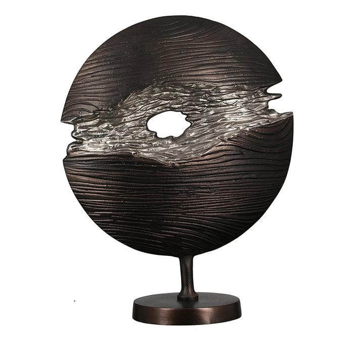 Aluminium sculptuur "Slice" wengékleurig H.40,5cm