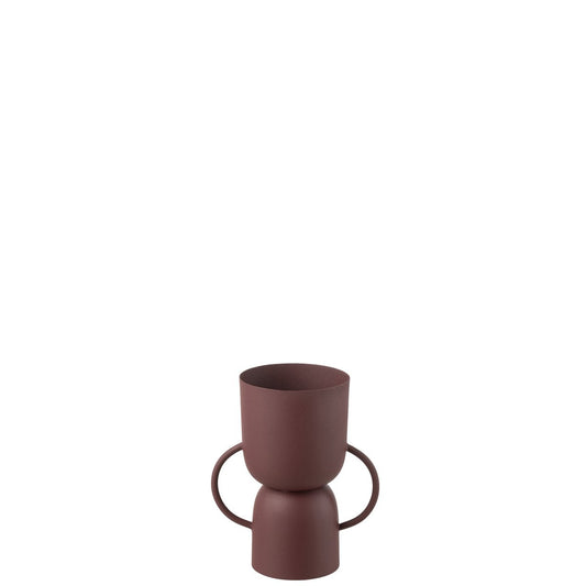 J-Line vaas Cup - ijzer - bordeaux - 23.5 cm hoog