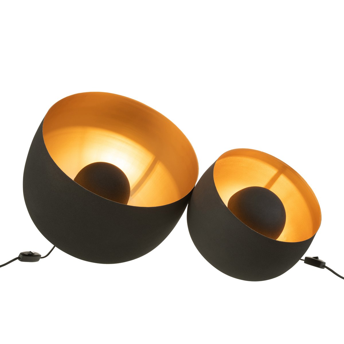 J-Line tafellamp Rond - metaal - zwart/goud - large